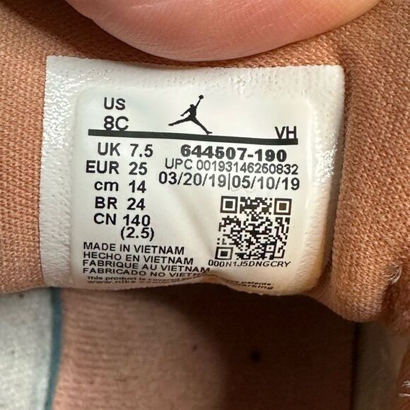 Air Jordan 1 Mid TD Rose Gold & White Sneakers Shoes Toddler size 8 8C - Picture 8 of 8